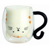 图片 日版 動物 冷熱保溫 有耳幻彩呈現雙層玻璃杯 虎斑貓 250ml 【市集世界 - 日本市集】
