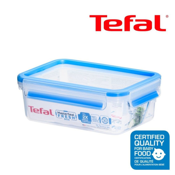 [法國製造] 特福Tefal [專利免拆洗無縫膠圈]德國製造1升食物保鮮盒 K30212