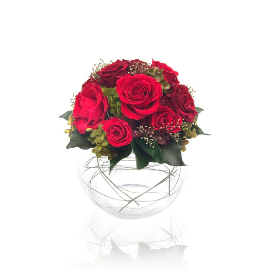 保鮮玫瑰花玻璃擺設 (PFF042)