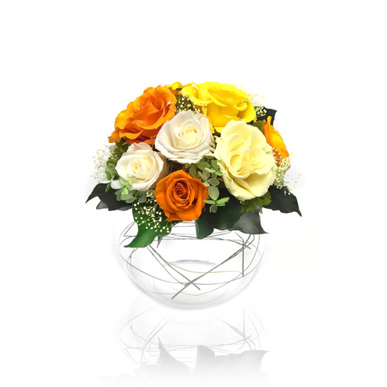 保鮮玫瑰花玻璃擺設 (PFF043)