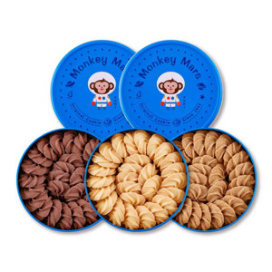 火星猴子手工餅乾 - 綜合奶酥曲奇禮盒(原味+巧克力+咖啡，三種口味各一)